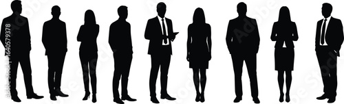 Wallpaper Mural Silhouette group of business people, men and women standing, formal attire, teamwork concept, vector illustration, isolated, corporate professional poses Torontodigital.ca