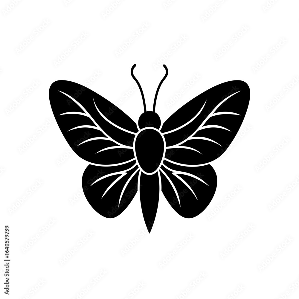Obraz premium Butterfly black icon on transparent background silhouette