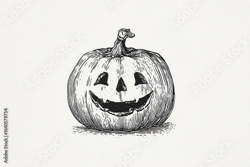 Vintage hand drawn jack o lantern halloween pumpkin illustration