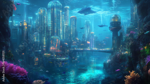 fantasy, future, imagination, innovation, living, peaceful, solar, sustainable, aesthetic, luxury, paradise, underwater, art, energy, glasses, habitat, home, illustration, modern, ocean, structure, 