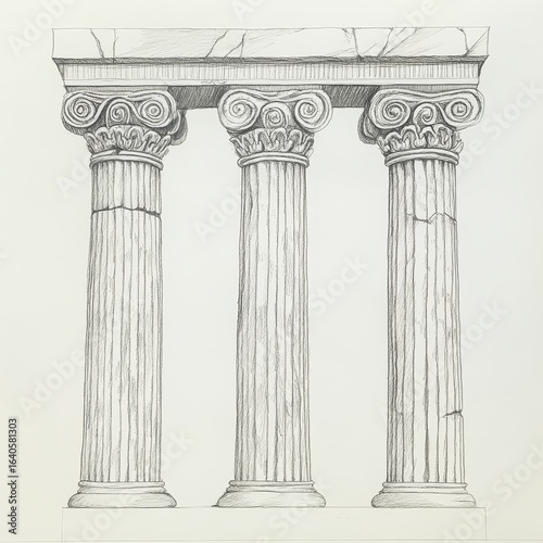 A Greek pillar drawing on a white background.
