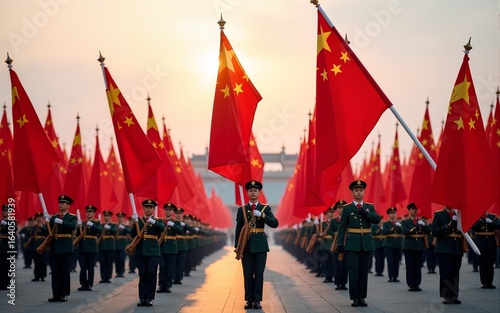 Chinese Military Flag Parade. High quality