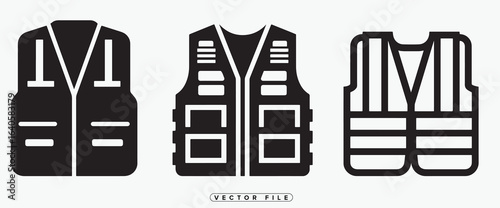 Vector illustrations of various safety vests for work or construction use