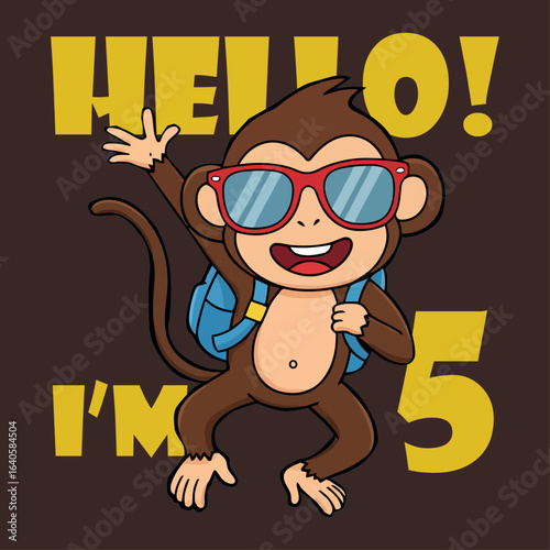 Cute Monkey with Sunglasses Celebrates 5th Birthday