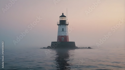 Wallpaper Mural Minimal lighthouse emerging from thick ocean fog, soft pastel dawn colors, moody atmosphere, no people,Generative Ai
 Torontodigital.ca
