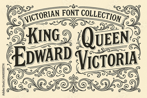 Victorian Font collection vector