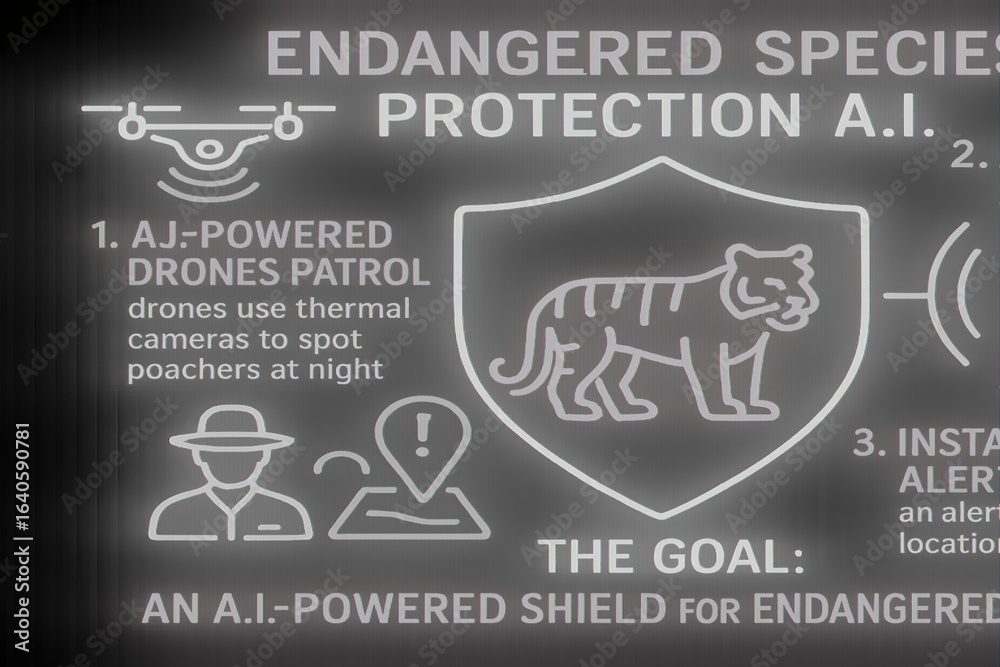 Fototapeta premium AI Wildlife Protection with Animal Tracking and Habitat Monitoring for Conservation Technology