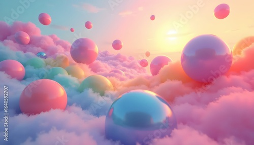 Glossy Spheres Float Inside a Rainbow Universe of Dream