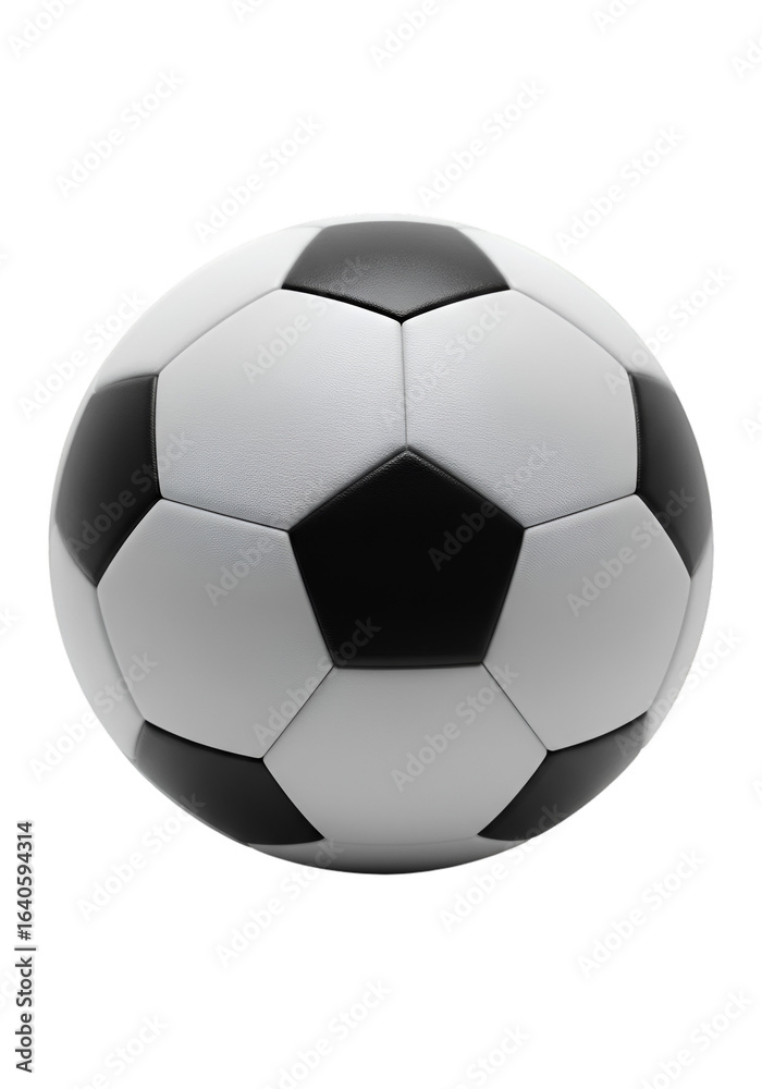 Realistic 3D Rendering of a Soccer Ball with Black and White Hexagons on Transparent Background Realistic 3D Rendering of a Soccer Ball with Black and White Hexagons on Transparent Background