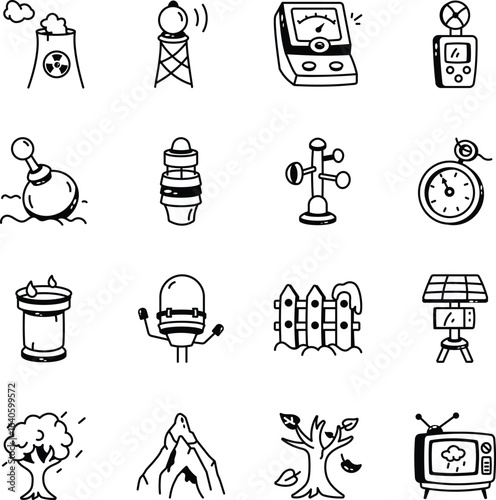 WebSet of Weather Tools Sketchy Style Icons 
