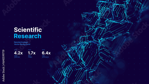 Cyber Big Data Flow Particles Tech Business or Science Background. Medical Research or Tech Innovation Online Webinar Presentation Event. Conference or Forum Vector Illustration Backdrop.