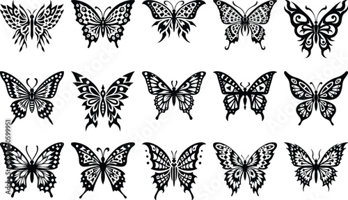 "Intricate Black Butterfly Silhouettes Collection" Vector Bundle