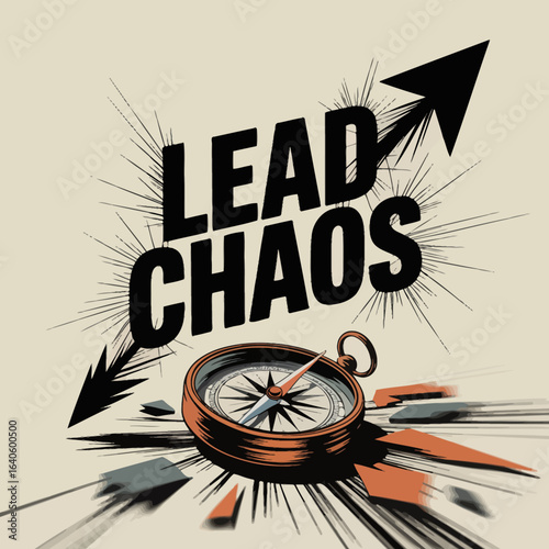 Navigating through chaos with leadership and direction a compass points the way forward with an arrow indicating growth and success