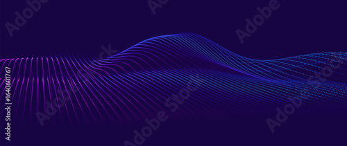 Abstract Background Waves of Dots and Weave Lines. Digital Network Connection Structure Technology Business Concept. Tech Science Presentation Backdrop Vector Illustration.