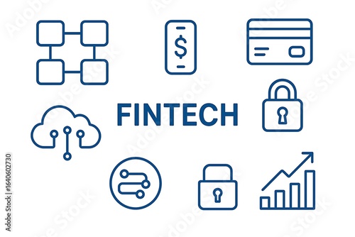 Wallpaper Mural Fintech icons representing digital finance and security Torontodigital.ca