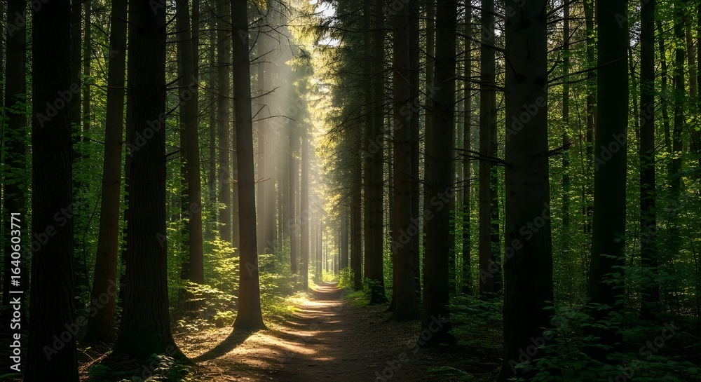 Obraz premium rays of light in the forest