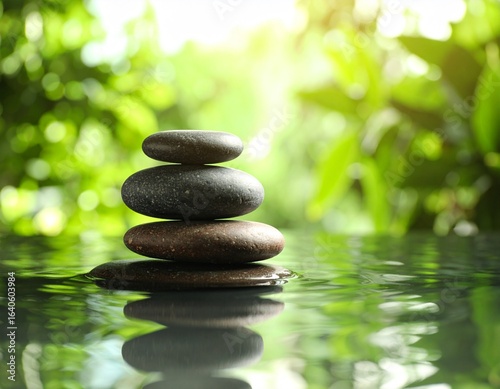 zen stones and flower