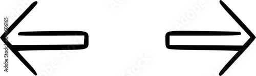 Two hand-drawn black arrows pointing in opposite directions, left and right, on a white background.