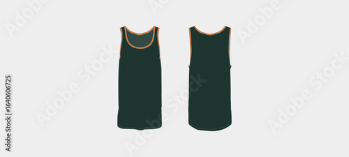 Tank Top Mock up. Running singlet design template, Tank top jersey mock up for athlete. Singlet jersey pattern. Uniform front view back view. Vector Illustration
