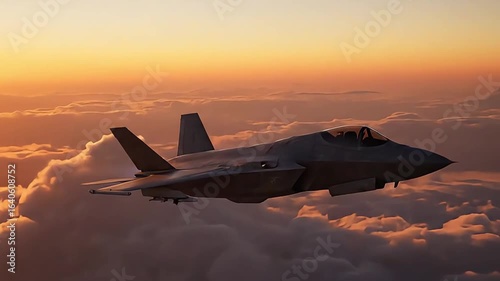 Wallpaper Mural F-35 Stealth Fighter Jet Soaring Through Sunset Clouds Torontodigital.ca