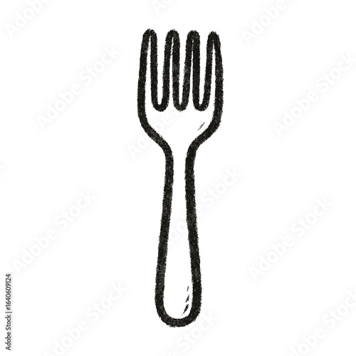 Hand-drawn fork illustration with simple design, transparent background