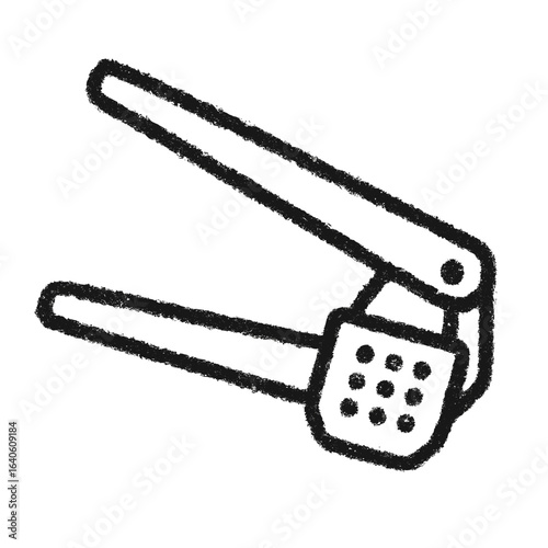 Garlic press kitchen tool with perforated chamber for crushing garlic  