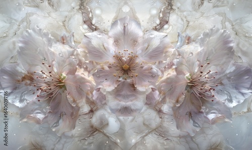 Abstract white floral pattern symmetry for soft backgrounds and elegant designs