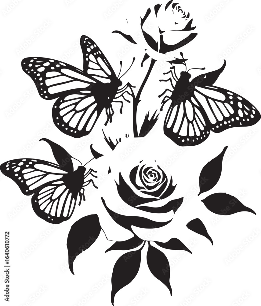 Fototapeta premium Elegant Black Butterfly Tattoo Designs Collection