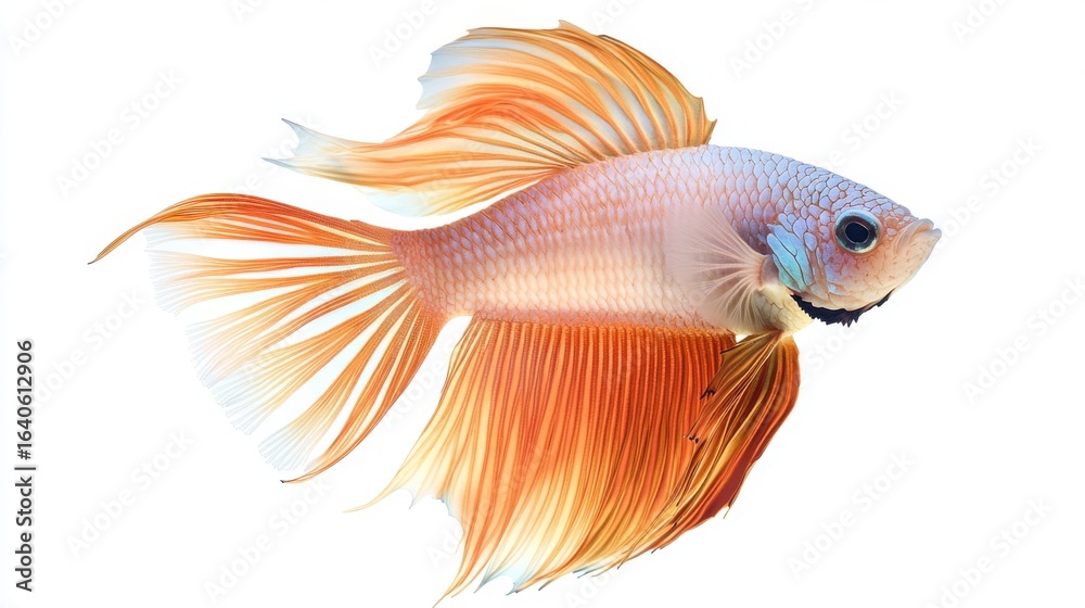 Obraz premium One beautiful colorful tropical fish isolated on white background. Simple style, natural look.