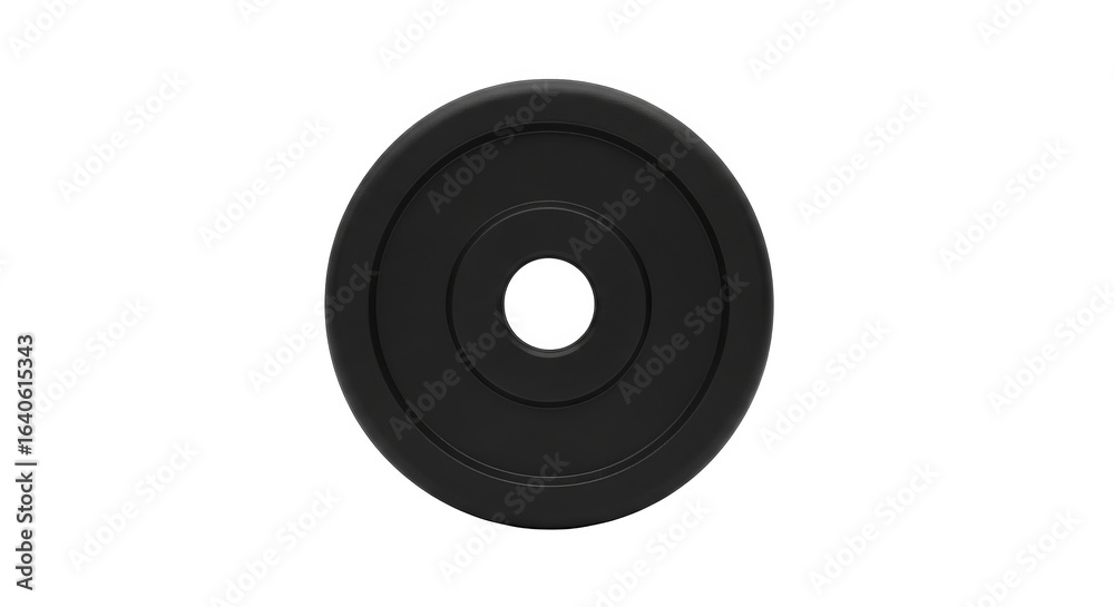 Fototapeta premium Sleek black weight plate rendered in a simple studio-style composition.