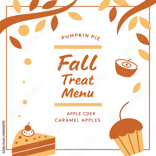 A delightful fall treat menu featuring pumpkin pie apple cider and caramel apples perfect for autumn celebrations and seasonal gatherings