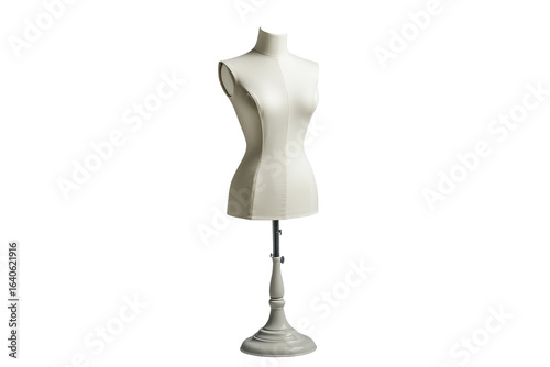 Tailors dress form mannequin positioned on a stand for clothing design and fitting in a studio environment showcasing creativity and craftsmanship