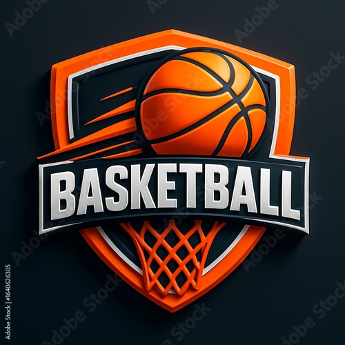 3D Basketball Club Logo and Emblem Design with Sport Badge