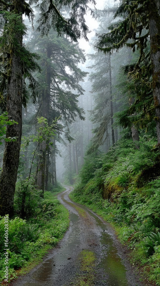 Fototapeta premium Path Through a Misty Forest