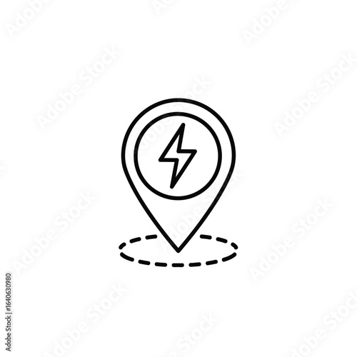 Vector illustration of location pin with lightning bolt symbol isolated on white background Free Download Vector illustration of location pin with lightning bolt symbol isolated on white background - GFXLoad