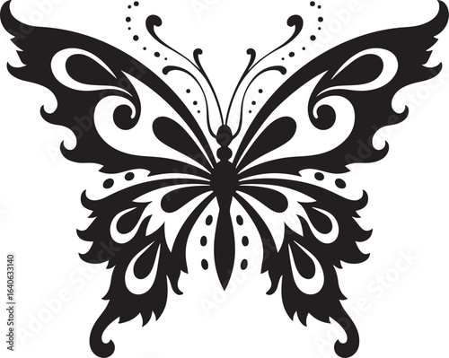Ornamental Butterfly Silhouette Design