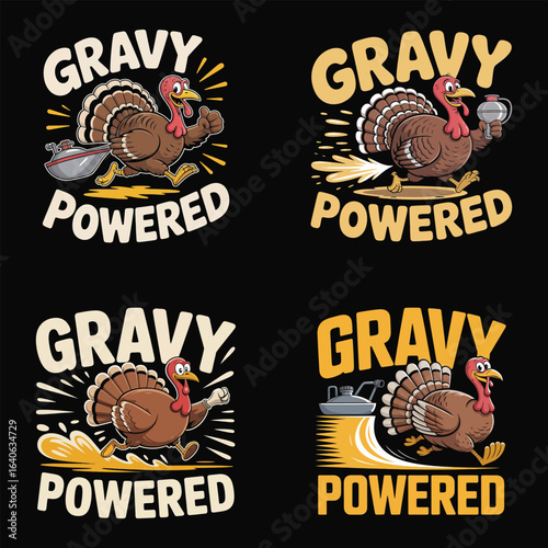 Running turkey gravy powered cartoon