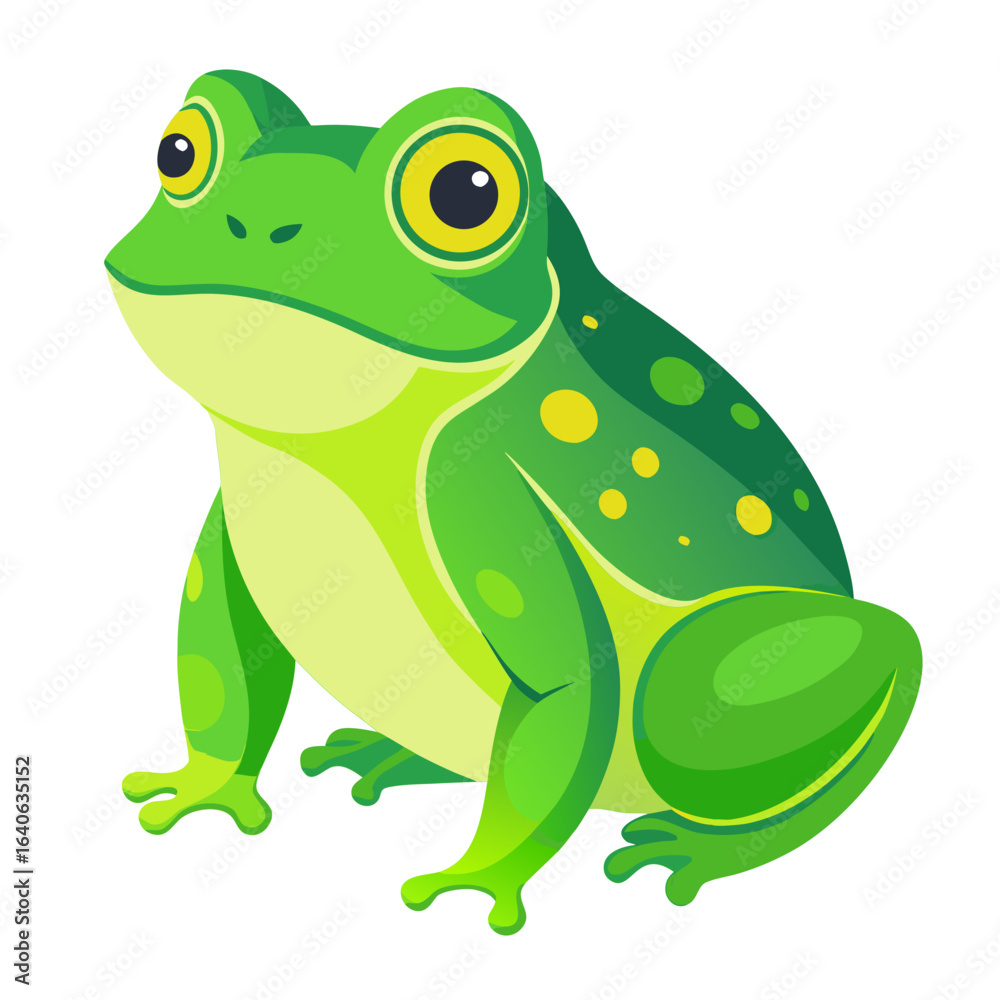 Obraz premium Cute Frog with Green Lime Gradient in Vector Art Style on White Background