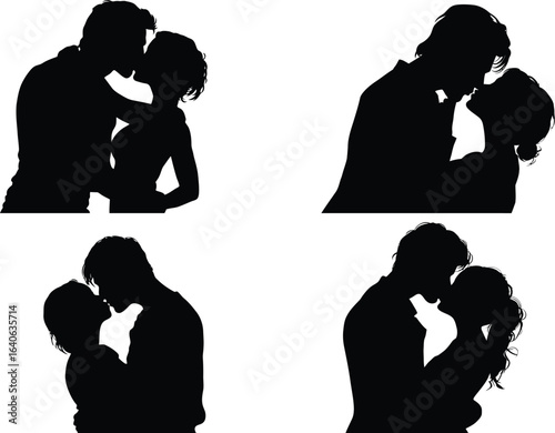 Kissing Couple Silhouette, Romance EPS