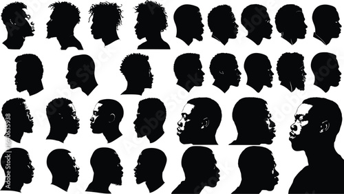 Diverse African men, profile views EPS