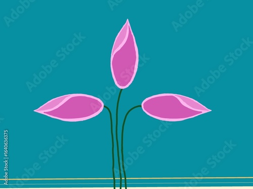 pink lotus buds on a blue background