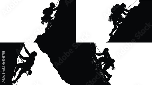 Climbers Silhouette, Adventure Sport EPS