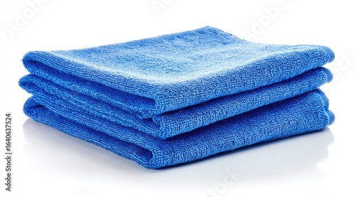 Stack of blue microfiber towels