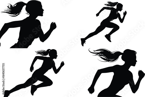 Running Woman Silhouettes, Action EPS