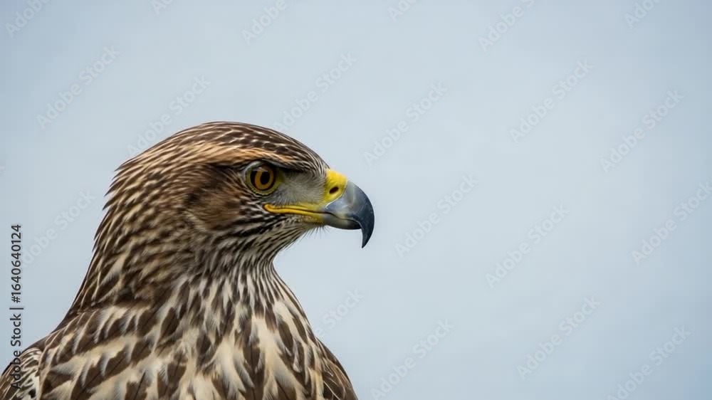 Eagle Profile Looking Right Closeup with Brown and White Feathers Eagle Profile Looking Right Closeup with Brown and White Feathers