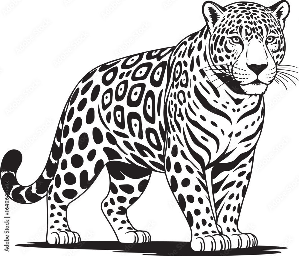 Fototapeta premium Jaguar silhouette line art illustration stock photos royalty free image premium quality