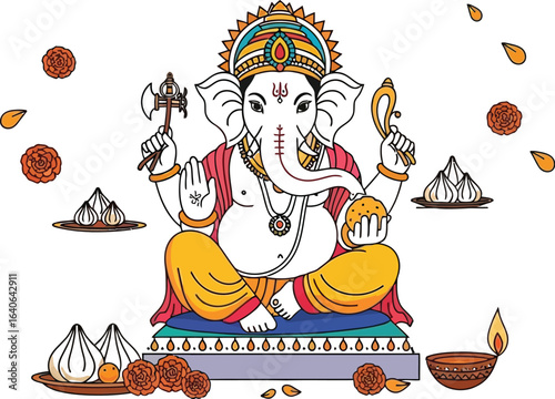 Ganesha blesses devotees with prosperity and wisdom