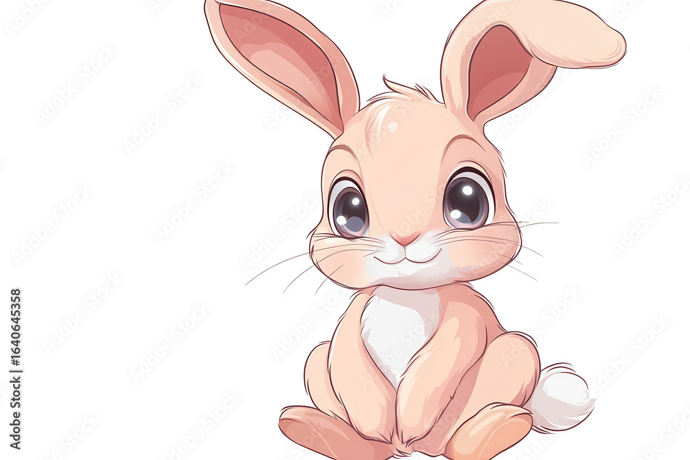 Fototapeta premium Cute rabbit animal sitting in a playful pose with a transparent background showcasing its soft fur and large expressive eyes