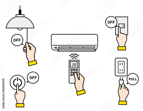 節電・省エネ対策のアイコンセット02