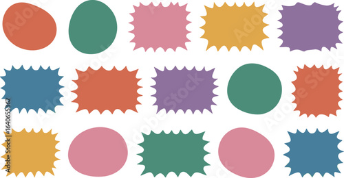 Collection of colorful irregular shaped abstract geometric elements on a white background